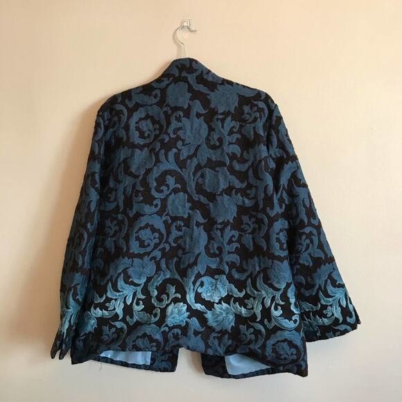 Vintage XL Maggie Sweet blazer blue art nouveau business casual blue black ombré - Picture 5 of 9
